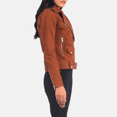 Xapum Brown Suede Biker Jacket